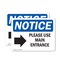 Signmission Please Use Main Entrance (Right Arrow) Sign With Symbol, 7 in W x Rectangle, Vinyl Decal OS-2PACK-NS-D-57-L-17616 - alternate 1